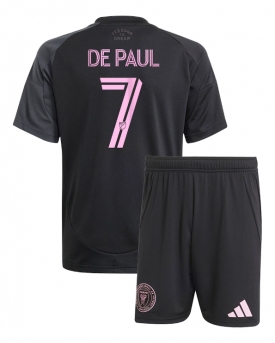 Billige Fotballdrakt Inter Miami Rodrigo De Paul #7 Replika Bortedraktsett Barn 2025-26 Kortermet (med bukser)